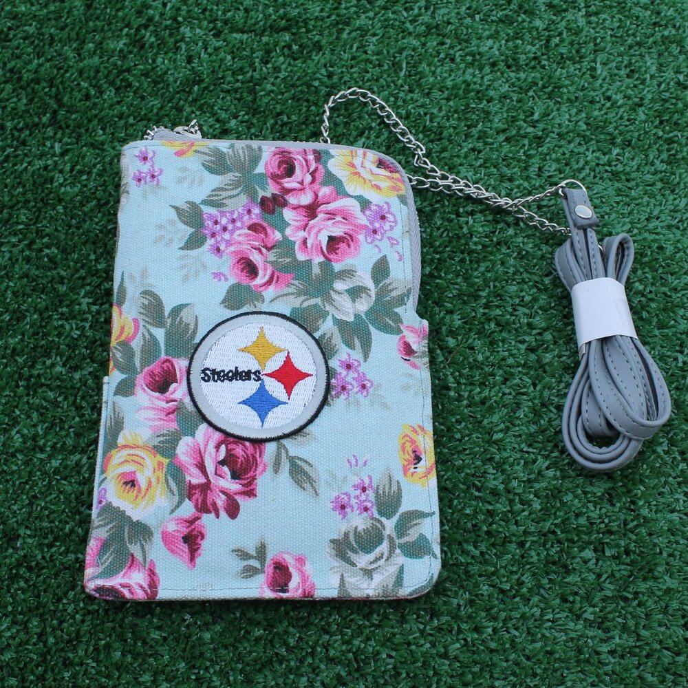 NFL Pittsburgh Steelers Football Canvas Floral Smart Purse